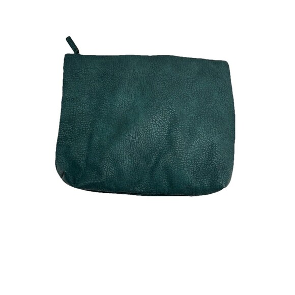 FREE PEOPLE Clutch Bag Vegan Faux Leather Pebble Laptop Cosmetic 12x14.5 Green - Picture 2 of 16